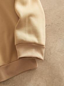 HIMLAND Men's Colorblock Casual Everyday Pullover Pullover Sweatshirt - Khaki - View 4