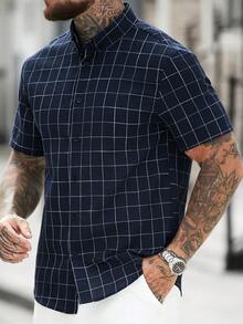 Men Plus Size Shirts - Blue - View 6