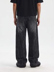 Manfinity Hypemode Celana Jeans Denim Pria American Vintage Washed Black Premium Serbaguna dengan Potongan Longgar - Hitam - View 2