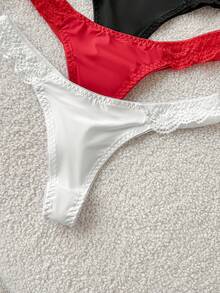 Moireta 3pack Contrast Lace Thong Set - MultiWarna - View 5
