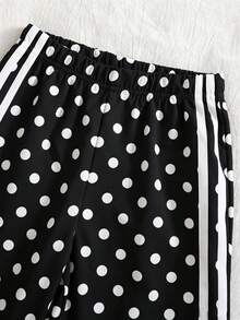 SHEIN Celana Kasual Anak Perempuan Remaja untuk Kembali ke Sekolah Sehari-hari, Pinggang Elastis, Warna Polos, Potongan Lebar dan Lurus - Hitam - View 6