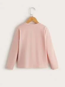SHEIN Tween Girls Casual Slogan & Cat Print T-Shirt For Autumn - Baby Pink - View 7