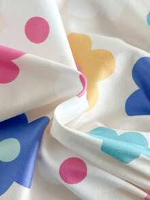 SHEIN Vintaside Kids 2026夏季新款女童彩色碎花荷葉袖洋裝，寬鬆A字娃娃裙，清新滿版碎花圓領公主裙，適合外出與拍照，小女孩夏季穿搭 - 杏色 - 查看 9