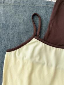 SHEIN Surprise Box[Random 6 Items,Send 3 Items], 3pcs/Set Tween Girls' Casual Comfortable Knit Patchwork Camisole Tank Tops - Multicolor - View 4