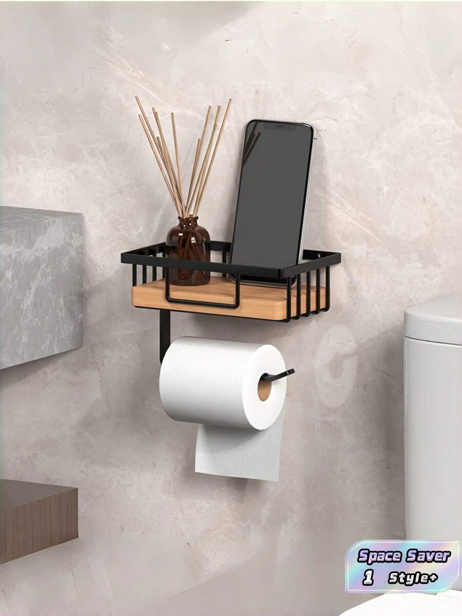1 PC Space Saving Multifunctional Rustproof Waterproof Sturdy Durable Easy Clean Minimalist Storage Rack Tissue Holder Toilet Organizer Storage Box Set For Bathroom Kitchen Laundry Office Dorm Home Organization Must Have - multicolor - View 1