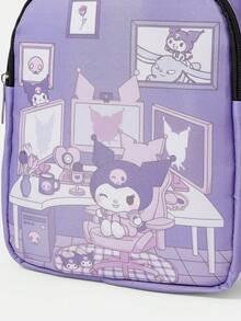 HELLO KITTY AND FRIENDS | SHEIN 紫色可愛角色印花單肩包，休閒可調節肩帶胸包 - 紫色-2 - 查看 5