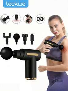 Teckwe Portable Muscle Massage Gun For Body Massage, With Led Touch Screen, Speed Adjustment, Rechargeable, And 4 Replaceable Massage Heads Fascia Gun - Muscle Seat - Professional Physiotherapy Grade Multi-Functional Mini Electric Handheld Hammer Neck800mAh - Multicolor - View 2
