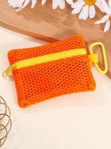 Zazumi Bolsa con cremallera de malla mini, disponible en múltiples colores, práctica monedero, portallaves, estuche para tarjetas, bolsa para lápiz labial - Multicolor - Ver 11