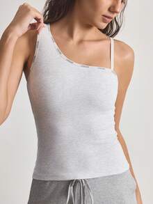 Ocili 1pc Women's Letter Trim Rayon Base Layer Top - Light Grey - View 7
