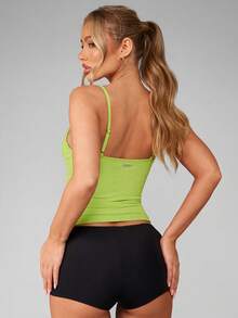 MISSGUIDED Women Longline Corset Tank Top With Built In Bra Support Fitted Camisole Top Summer Fashion - Green - View 2