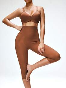 SHEIN Women's Shaping Capris - Brown - View 5