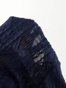 Genkimix Kids 女童刺繡圓領短袖紋理針織T恤與甜美蛋糕裙套裝，適合日常休閒、清新夏季度假、海灘、外出，可愛甜美穿搭 - 藏蓝色 - 查看 5