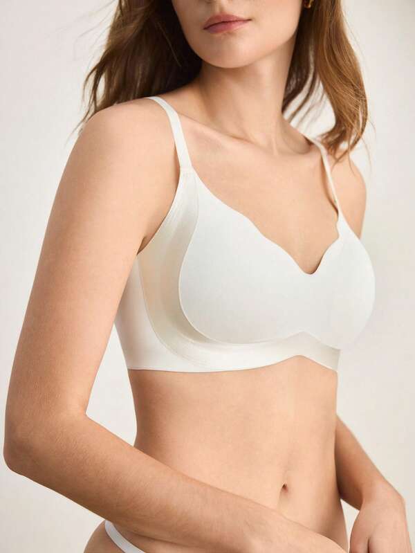 Ocili Women's Seamless Bra With Jelly Strip Soft Support, Anti-Sagging, Wire-Free Molded Cup, Side-Smoothing, Comfortable Minimalist Everyday Bra, 1pc