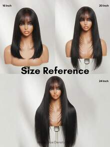 ALL READY WIG 7x5 Bye Bye Slip 蕾絲 Yaki 無膠假髮，自然黑，蓬鬆瀏海，預剪預漂預拔，自然豐盈，適合所有頭圍，修飾臉型，100% 真人髮，可染髮，固定分線，適合初學者，耐熱 - SNatural - 查看 6