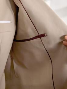 Officeau Men's 3pcs Beige Luxury Suits, Blazer & Waistcoat & Pants, For Formal Business/ Office/ Wedding - Beige - View 9