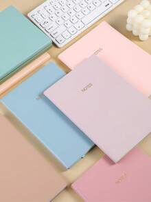 1 pieza Cuaderno con tapa dura de piel sintética de alta calidad en color Morandi, de 160 páginas, diario o cuaderno sencillo, tamaño A5 para reuniones y vuelta al colegio - Multicolor - Ver 3