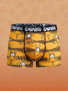 GARFIELD | SHEIN Collaborative Men's Elastic Waist Comfortable Boxer Briefs - Yellow - View 1