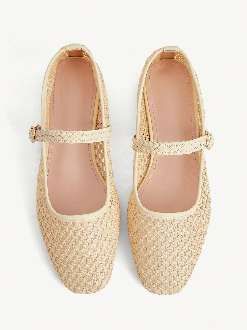CUCCOO CHICEST Woven Hollow Mary Jane Shoes, Square Toe Buckle With Flat Shoes, Breathable And Versatile Casual Women's Shoes In Summer