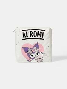 HELLO KITTY AND FRIENDS | SHEIN 白色愛心圖案化妝包，便攜式拉鍊收納袋，附可愛角色印花 - 卡通-2 - 查看 4