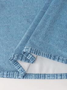 SHEIN Franclia Robe d'été pour femme, robe de vacances, robe de fête, robe de plage, tenue de sortie, tenue de vacances, robe de soirée, Y2K, tenue de travail, tenue de bureau, robe bleue, robe sexy, robe à épaule asymétrique, robe décontractée, robe moulante, mini robe, robe sans manches - Bleu azur - Voir 6