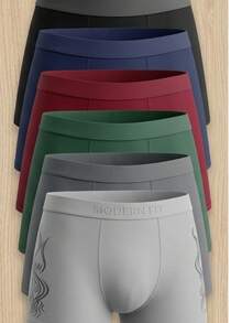 6 Pieces/Package And Comfortable Boxer Shorts With Lettering Print For Men - Multicolor E - View 1