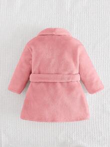 Cozy Pixies 新生兒男嬰女嬰純色保暖內裡長袖繫帶式睡袍，舒適居家服，秋冬款 - 淺粉色 - 查看 2
