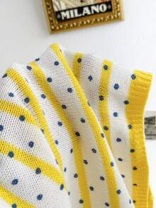 Soleia Women's Multi-Color Polka Dot Drop Shoulder Single-Breasted Knit Cardigan - Multicolor - View 5