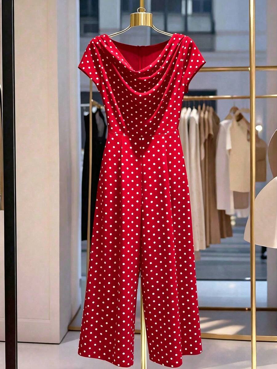 GlowEve CURVE White Elegant Commuter Comfortable Plus Size Jumpsuit For Girls - Red - View 1