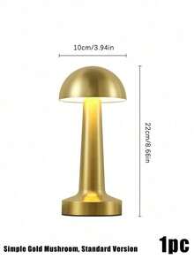 Rechargeable Mushroom Table Lamp, Brushed Metal Cordless Bedside Lamp, Minimalist LED Nightstand Lamp, Portable Desk Lamp For Bedroom Home Decor - one-size - View 14