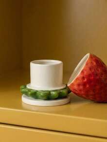 Joivida Strawberry-Shaped Toothpick Holder . It Serves As A Practical Storage Container For Toothpicks And Cotton Swabs, Paired With A Matching Base. The Cute Fruit-Shaped Design Works As A Delicate Decorative Ornament Toothpicks Will Be Sent For Free. - View 2