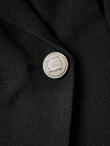 SHEIN MOD Blazer Wanita Ukuran Besar Warna Polos Kasual Serbaguna untuk Pemakaian Sehari-hari - Hitam - View 4