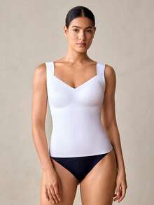 Top moldeador sin costuras para mujer, que da forma a la cintura y el abdomen. Camiseta minimalista que se puede usar como prenda exterior, para dar forma al Body - Blanco - Ver 4