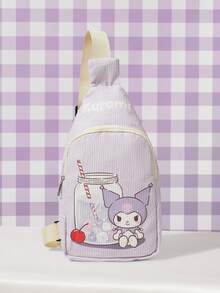 HELLO KITTY AND FRIENDS | SHEIN Tas Dada Motif Kaleng Minuman Ungu, Tas Selempang Kasual dengan Tali Bahu yang Dapat Diatur, Ringan dan Serbaguna - Purple - View 1