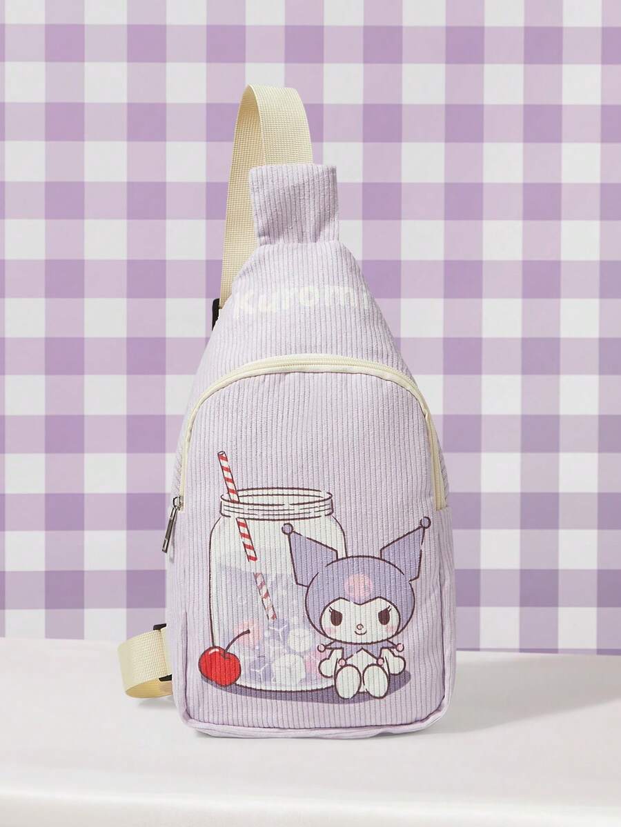 HELLO KITTY AND FRIENDS | SHEIN Tas Dada Motif Kaleng Minuman Ungu, Tas Selempang Kasual dengan Tali Bahu yang Dapat Diatur, Ringan dan Serbaguna - Purple - View 1