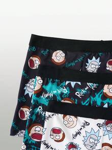 Rick and Morty X SHEIN 男士卡通图案平角内裤 - 綠色 - 查看 3
