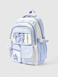 ROMWE Kawaii Blue Multi-Pocket Transparent Layer Display Backpack. - Blue - View 2