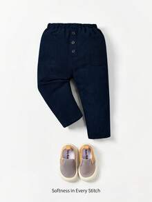 Cozy Pixies Cozy Cub Baby Boy Casual Comfortable Straight Leg Pants - Navy Blue - View 1