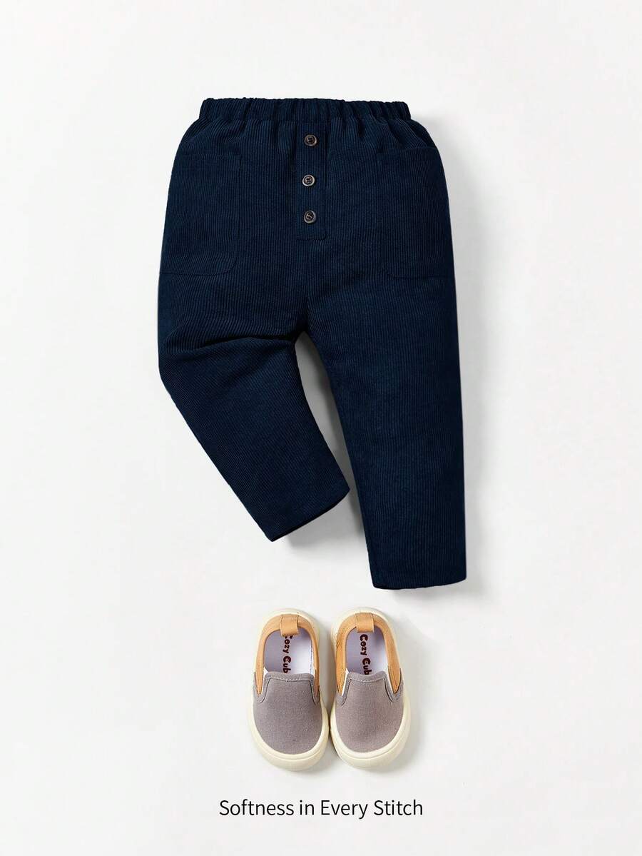 Cozy Pixies Cozy Cub Baby Boy Casual Comfortable Straight Leg Pants - Navy Blue - View 1