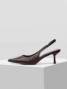 MOTF PREMIUM WOMEN'S FASHION SIMPLE AND VERSATILE PLAID HIGH-HEELED SHOES - Dark coffee - View 1
