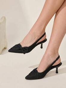 CUCCOO CHICEST Women Shoes Spring And Summer New Models, Denim Pointed Empty Shoes, Big Bow Stiletto Mary Jane Shoes, Retro Casual Style, Daily Commuting Dating Shoe - Cowboy Black A - View 2