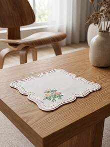 刺繡花卉耐熱墊、花卉隔熱杯墊、亞麻餐桌墊、咖啡杯裝飾墊 - 彩色 - 查看 8