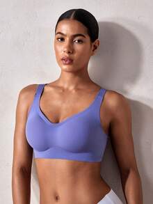 Veilyse Women's Solid Color Soft & Comfortable Daily Underwear - Padded, Adjustable Strap Fashion Bra Suitable For Daily Wear, Gatherings, Travel And Dates - Blue - View 8