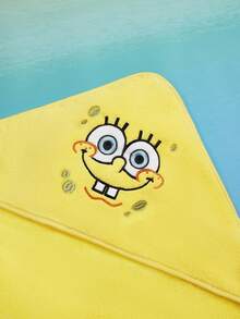 SpongeBob SquarePants | SHEIN 幼兒珊瑚絨吸水浴巾與浴袍 - 黃色 - 查看 2