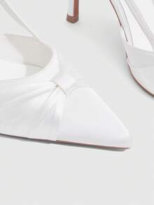 CUCCOO SZL Women's Shoes Beige Tin Knotted Design Pointed Fashion Daily Versatile Elegant High Heels - Off-white diced - View 5