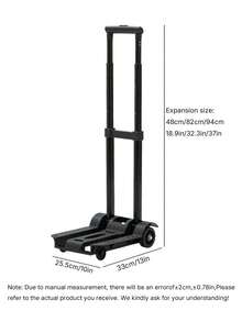 Foldable Retractable Hand Cart, Portable Grocery Shopping Trolley For Cargo & Daily Shopping - Black - View 8