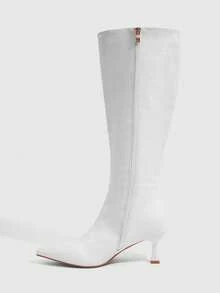 CUCCOO SZL Women's Fashion Pointed Toe Knee-High High Heel Boots For Christmas Valentine's Day Spring Shoes - White 12 # - View 4