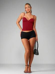 MISSGUIDED 心形领口束身胸衣背心，细肩带，修身剪裁，适合派对夜店穿着 - 紅色 - 查看 4