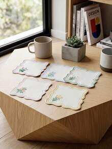 刺繡花卉耐熱墊、花卉隔熱杯墊、亞麻餐桌墊、咖啡杯裝飾墊 - 彩色 - 查看 9