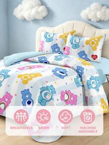 SHEIN X Care Bears 3件套完整版愛心熊印花被套組，磨毛材質，柔軟保暖，多尺寸可選，適用單人床/雙人床/加大雙人床/特大床，可機洗 - 彩色 - 查看 8