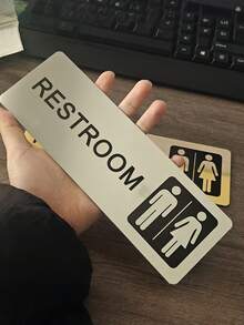 1PC Brushed Stainless Steel Self Adhesive Wall Mounted Rustproof Waterproof Fade Resistant Silver Male Female Restroom Sign For Commercial Office Restaurant Store Hotel Public Bathroom Toilet Door Indicator Plaque - Silver - View 7